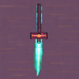 A pixel art image of a sword emitting an aura of energy