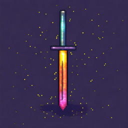 A pixel art image of a sword emitting an aura of energy