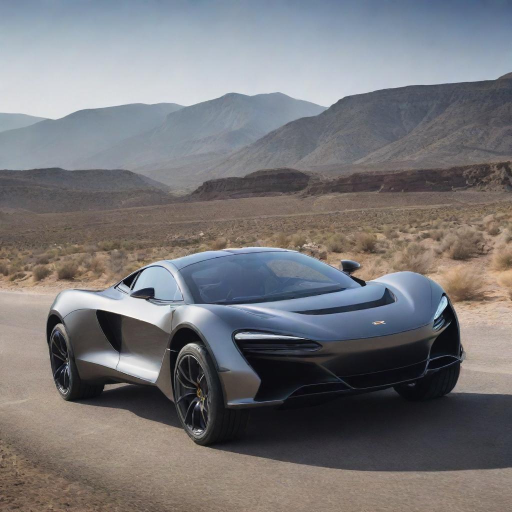 An unusual crossover between the aerodynamic, sporty design of a McLaren and the durable, adventurous aesthetic of a Jeep.