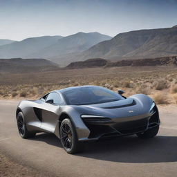 An unusual crossover between the aerodynamic, sporty design of a McLaren and the durable, adventurous aesthetic of a Jeep.