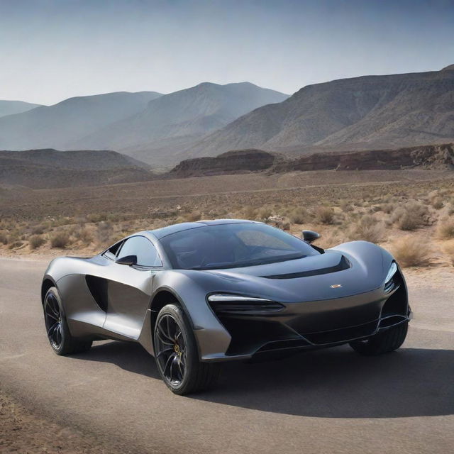 An unusual crossover between the aerodynamic, sporty design of a McLaren and the durable, adventurous aesthetic of a Jeep.