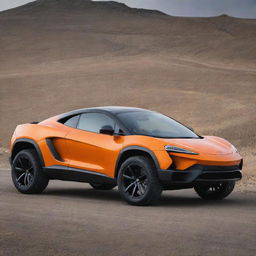 An unusual crossover between the aerodynamic, sporty design of a McLaren and the durable, adventurous aesthetic of a Jeep.