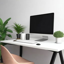 A modern desktop computer setup with a sleek monitor, ergonomic keyboard, and a stylish mouse