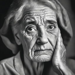 A sad woman with a worn-out appearance, showing signs of distress and melancholy