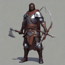 A human male character in a Dungeons and Dragons style, with dark hair and black skin tone