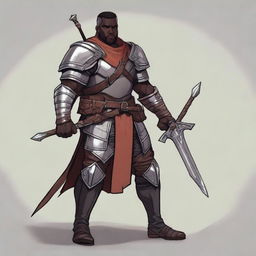 A human male character in a Dungeons and Dragons style, with dark hair and black skin tone