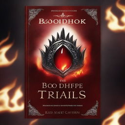 Create a fantasy book cover titled 'The Bloodfire Trials' by Emma Davidson