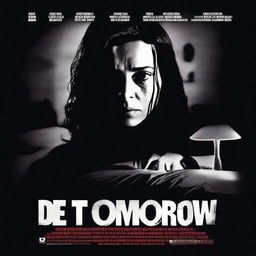 A dark and intense movie poster for a thriller titled 'DIE TOMORROW'