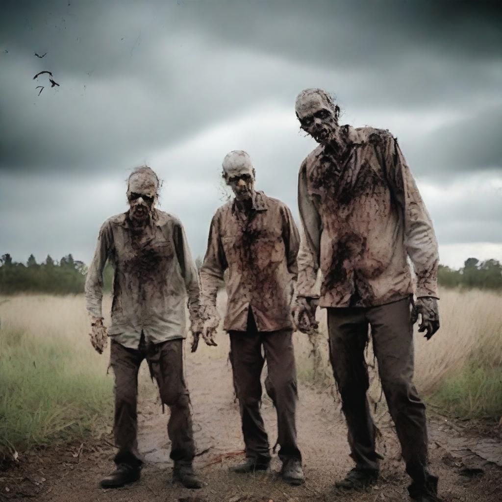 Create a chilling scene of zombies in Norfolk, UK