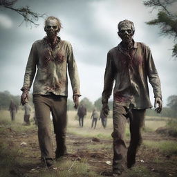 Create a chilling scene of zombies in Norfolk, UK