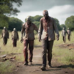 Create a chilling scene of zombies in Norfolk, UK