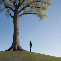 A woman imbued with the power of nature standing next to a man who harnesses the power of technology in a dynamic scene of contrast and balance.