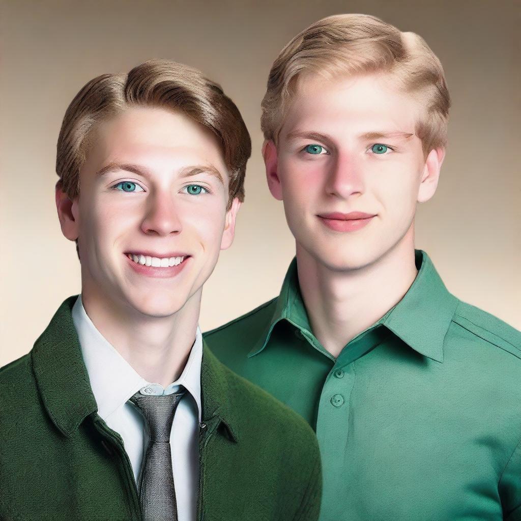 Two rooms, one with a tall blond guy with dark green eyes almost brown, 22 years old, at the door of the Latter Day Saint Christ church