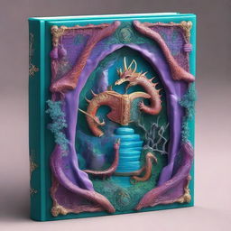 A 3D book cover with intricate details, showcasing a fantasy theme