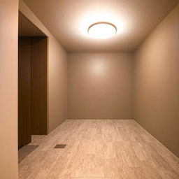 An elegantly designed room with polished tile flooring reflecting off subtle lighting.