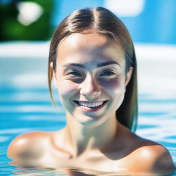 A 20-year-old Ukrainian woman enjoying her time in a swimming pool