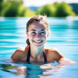 A 20-year-old Ukrainian woman enjoying her time in a swimming pool