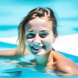 A 20-year-old Ukrainian woman enjoying her time in a swimming pool