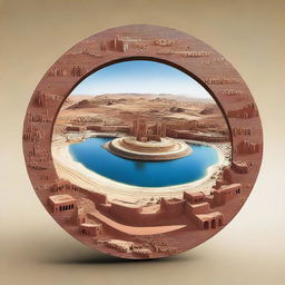 A circular panoramic view showcasing popular tourist attractions in Saudi Arabia