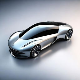 A highly detailed 3D rendering of a sleek, futuristic car designed for a desktop wallpaper