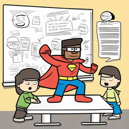 A superhero named Matteo and his battle against a whiteboard called the 'boo board'