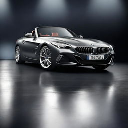 A stunning 3D rendering of a BMW Z4 car set against a dark background with dramatic light effects