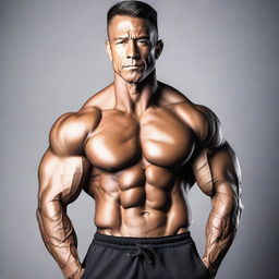 A highly muscular man with a body weight of 50 kilograms and only 5% body fat, showcasing his lean and defined physique