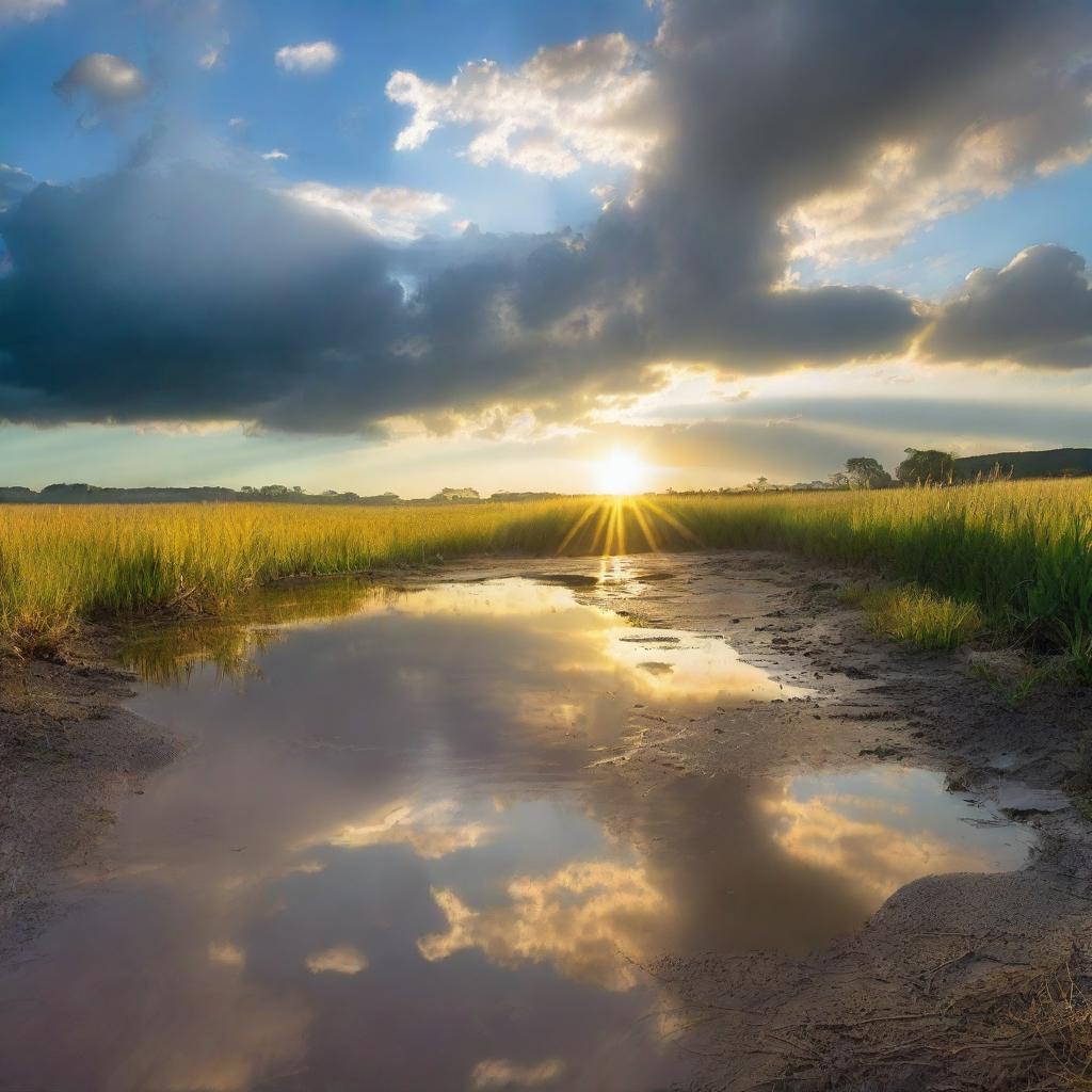 A beautiful scene of the sun emerging after a storm