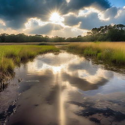 A beautiful scene of the sun emerging after a storm