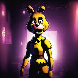 A detailed and vibrant illustration of Chica from the Five Nights at Freddy's series