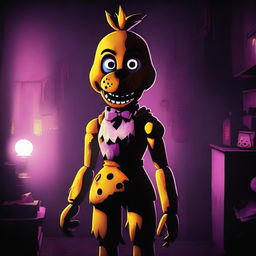 A detailed and vibrant illustration of Chica from the Five Nights at Freddy's series