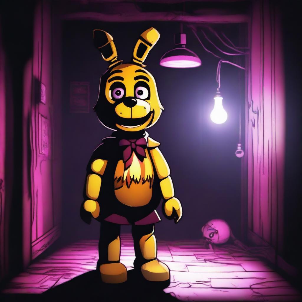 A detailed and vibrant illustration of Chica from the Five Nights at Freddy's series