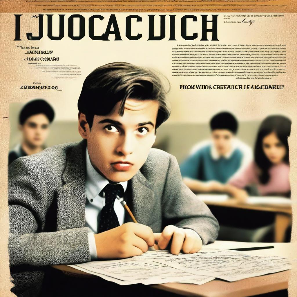 A dramatic movie poster showing a student cheating his way to a diploma