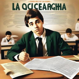 A dramatic movie poster showing a student cheating his way to a diploma