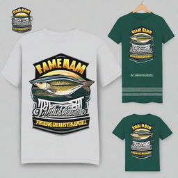 Create a fishing shirt design with the text 'UPPD BANJARMASIN II' on the front and '#TEAM RIAM KANAN' on the back