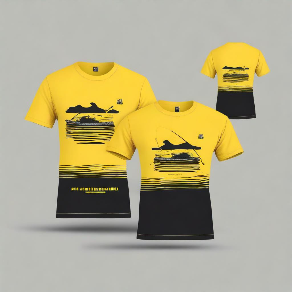 Design a fishing shirt with the text 'UPPD BANJARMASIN II' on the front and '#TEAM RIAM KANAN NAMA' on the back