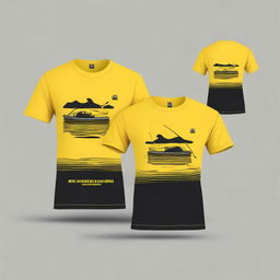 Design a fishing shirt with the text 'UPPD BANJARMASIN II' on the front and '#TEAM RIAM KANAN NAMA' on the back