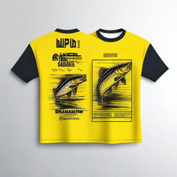 Design a fishing shirt with the text 'UPPD BANJARMASIN II' on the front and '#TEAM RIAM KANAN NAMA' on the back