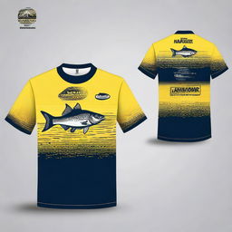 Design a fishing shirt with the text 'UPPD BANJARMASIN II' on the front