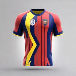 A detailed and vibrant image of a futsal jersey, showcasing dynamic and modern design elements