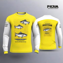 Design a long-sleeve fishing shirt with the text 'UPPD BANJARMASIN II' on the front