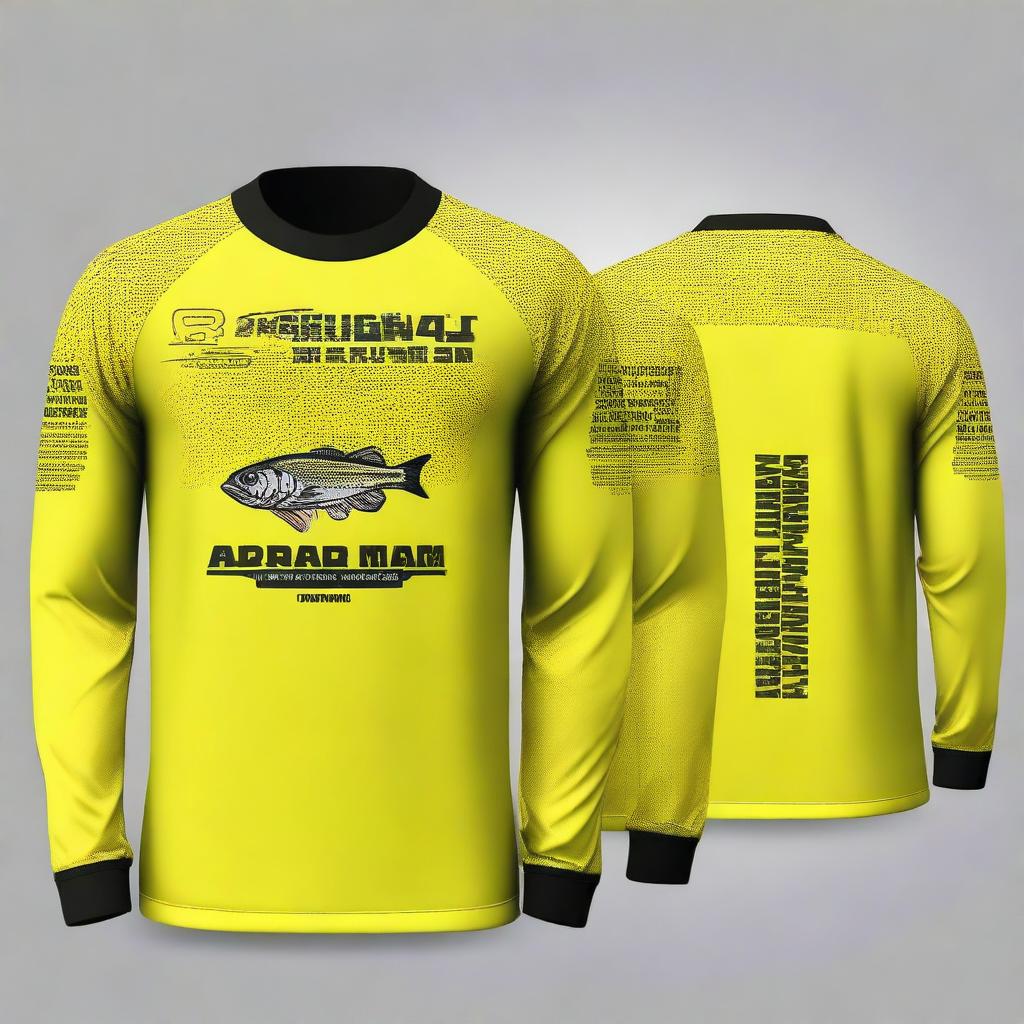 Design a long-sleeve fishing shirt with the text 'UPPD BANJARMASIN II' on the front