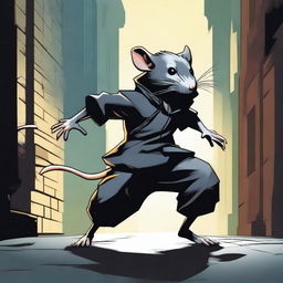 A rat assassin is depicted warming up for a run