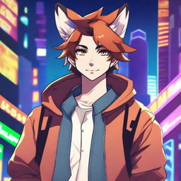 A young man with fox ears and a tail