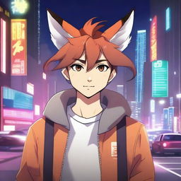 A young man with fox ears and a tail