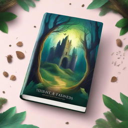 Create a captivating book cover featuring a mysterious forest with a hidden path leading to an ancient castle