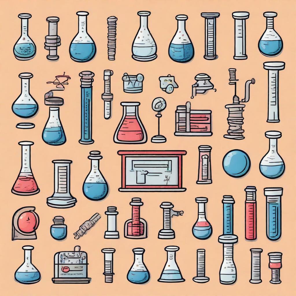 A collection of doodles depicting various physics equipment