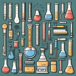 A collection of doodles depicting various physics equipment