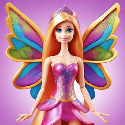 A highly detailed and beautifully crafted Barbie doll of Bloom from Winx Club in her Enchantix form