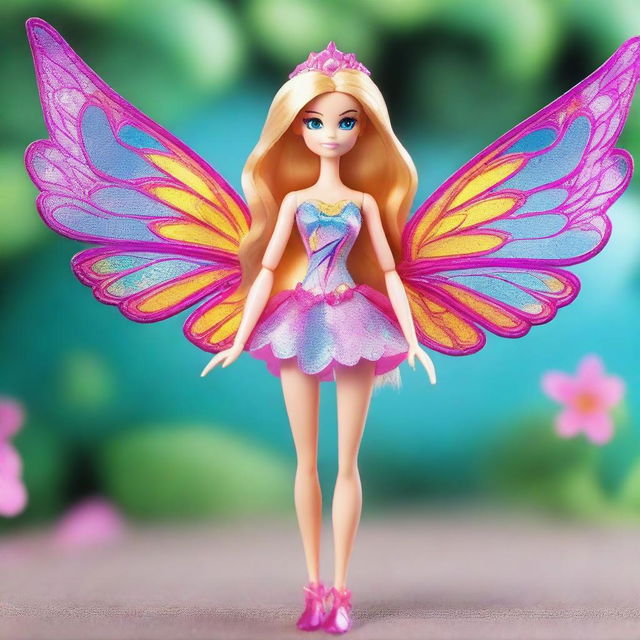 A highly detailed and beautifully crafted Barbie doll of Bloom from Winx Club in her Enchantix form